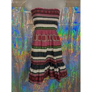 VTG Y2K Victoria Secret Moda International Strapless Smocked Skirt Dress Sz XS